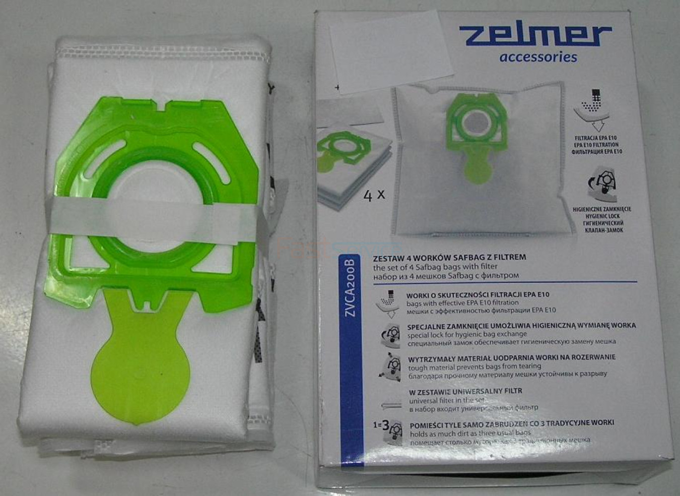 ZVCA200B Набор мешков SAFBAG + фильтр Zelmer A494120.00, 12003419 зеленый